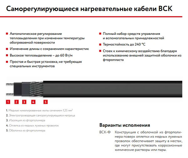 17ВСК-Ф-2 Саморегулирующийся нагревательный кабель Mos-Obogrev.ru