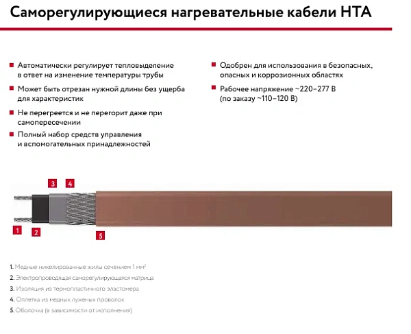 10НТА2-ВТ саморегулирующийся нагревательный кабель Mos-Obogrev.ru